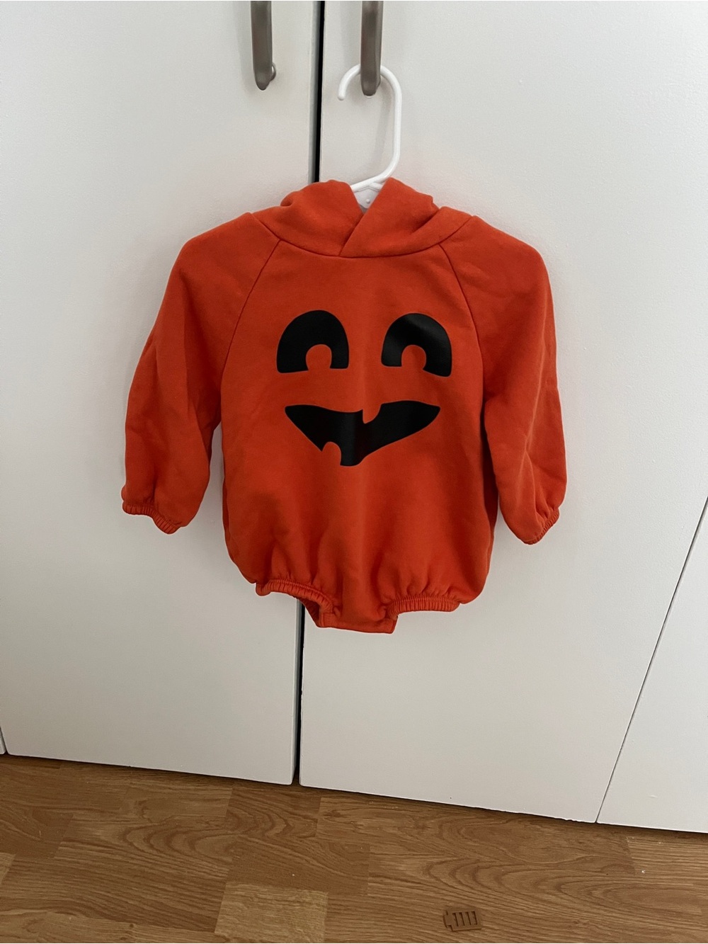Old Navy Orange Pumpkin Face Hooded Costume Bodysuit